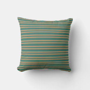 Teal Brown Stripes Seamless Pattern Throw Pillow