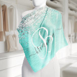 Teal Brushed Metal Silver Glitter Monogram Name Bandana<br><div class="desc">Easily personalize this trendy chic bandana design featuring pretty silver sparkling glitter on a teal brushed metallic background.</div>