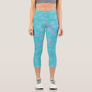 Teal Bubbles Capri Leggings