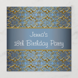 Teal Bue 18th Birthday Party Invitation Teal 18th