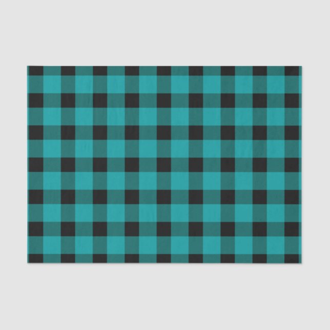 Teal Buffalo Country Lumberjack Plaid Tissue Paper (Front)