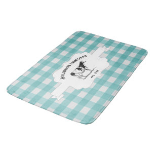 Teal Buffalo Plaid Farm Cow Bath Mat
