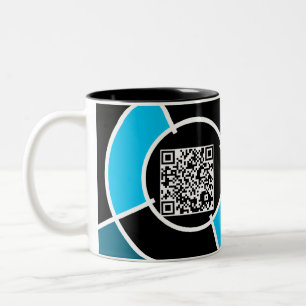 teal bullseye QR code Two-Tone Coffee Mug