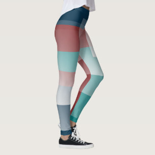 Teal burgundy blue leggings