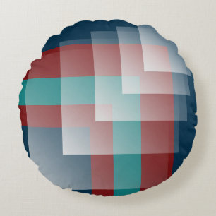 Teal burgundy blue round pillow