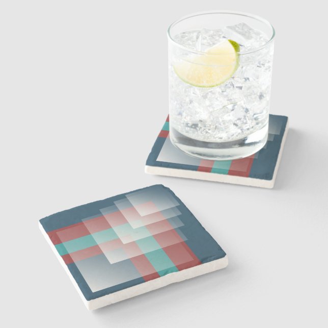 Teal burgundy blue stone coaster (Side)