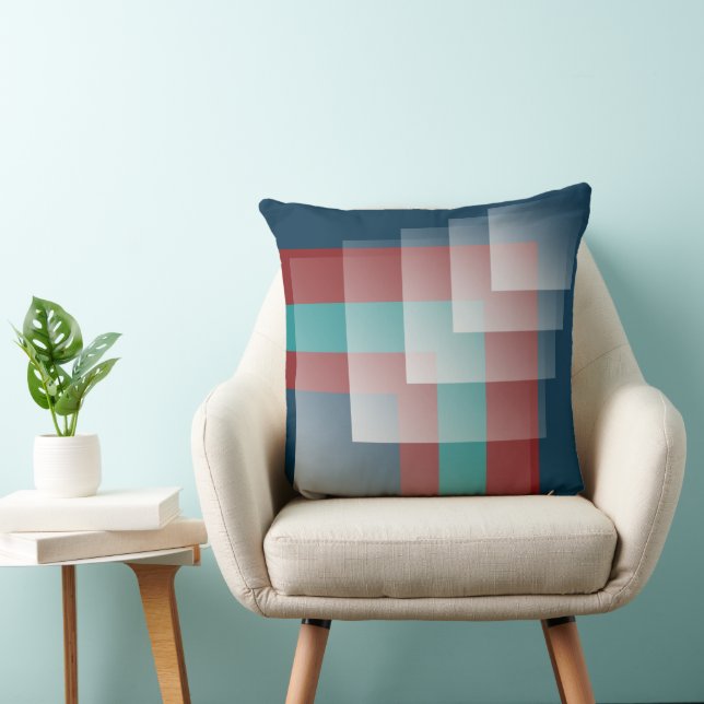 Teal burgundy blue throw pillow (Chair)
