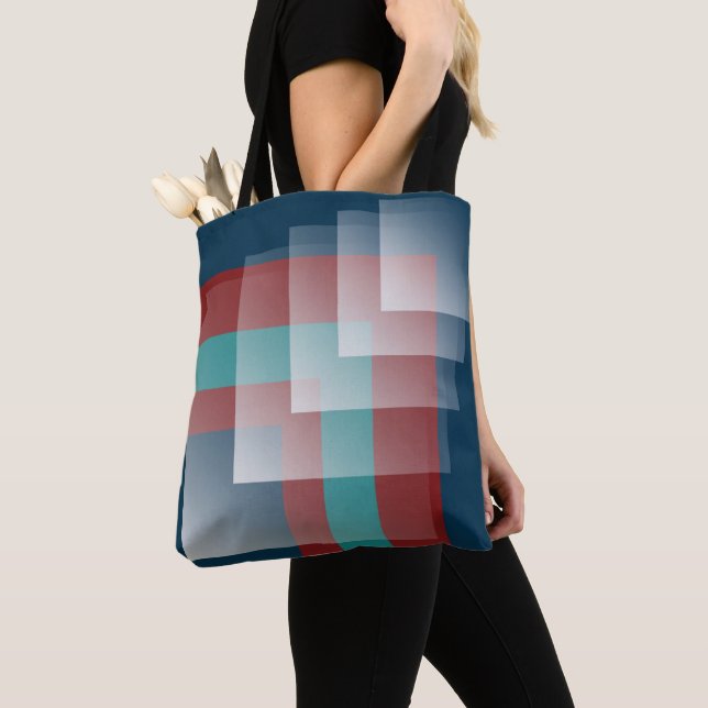 Teal burgundy blue tote bag (Close Up)