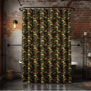 Teal Burgundy Ginkgo Leaf Pattern 