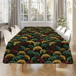 Teal Burgundy Ginkgo Pattern  Tablecloth