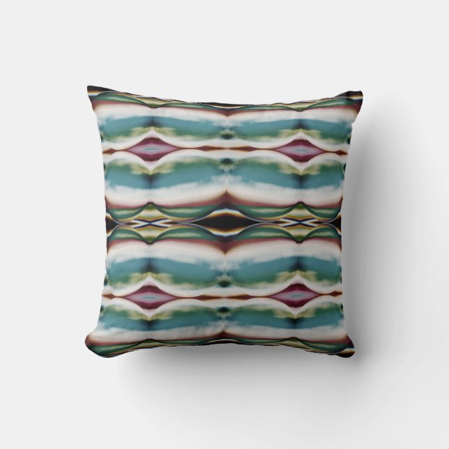Teal  Burgundy Gold Southwest Look Large Tiles Throw Pillow (Front)
