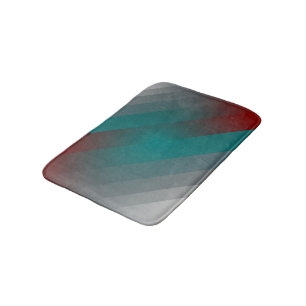 teal burgundy gray stripes bath mat