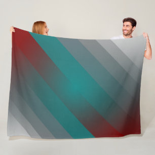 teal burgundy gray stripes fleece blanket