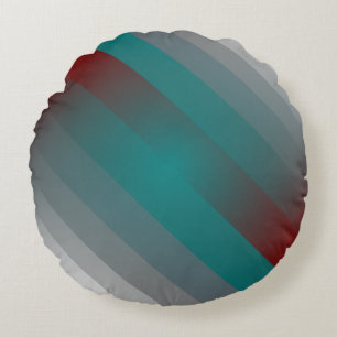 teal burgundy gray stripes round pillow