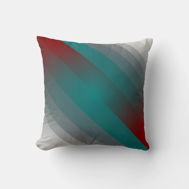 teal burgundy gray stripes throw pillow (Front)