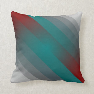 teal burgundy gray stripes throw pillow