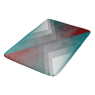 Teal burgundy gray symmetry bath mat