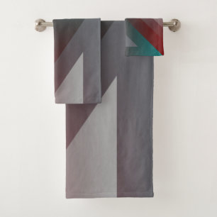 teal burgundy gray triangle bath towel set