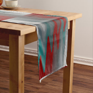 teal burgundy gray waves long table runner