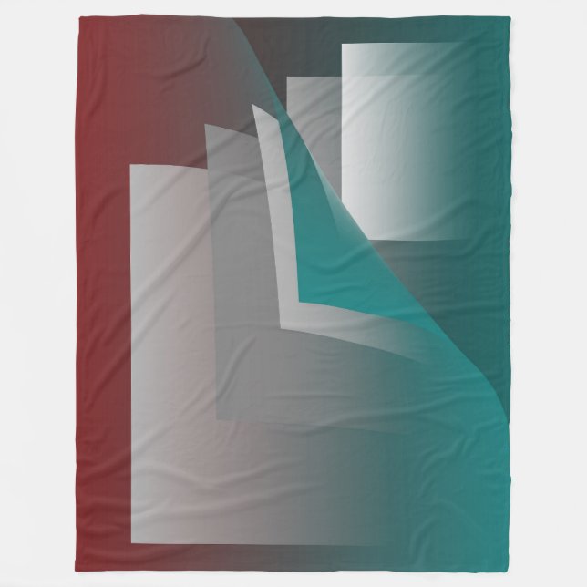 Teal burgundy grey pages fleece blanket (Front)