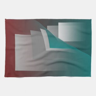 Teal burgundy grey pages kitchen towel