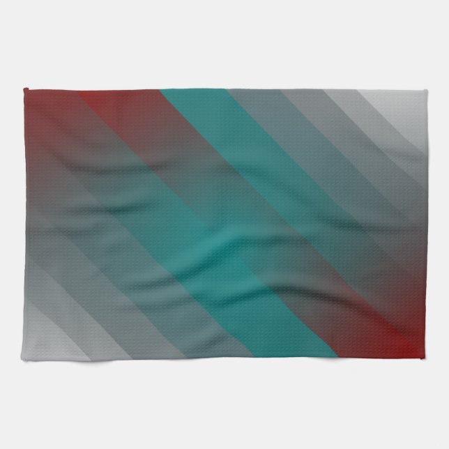 teal burgundy grey stripes kitchen towel (Horizontal)
