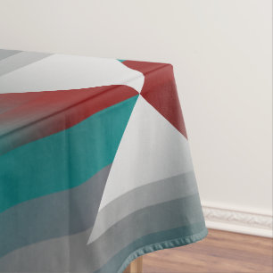 teal burgundy grey stripes tablecloth