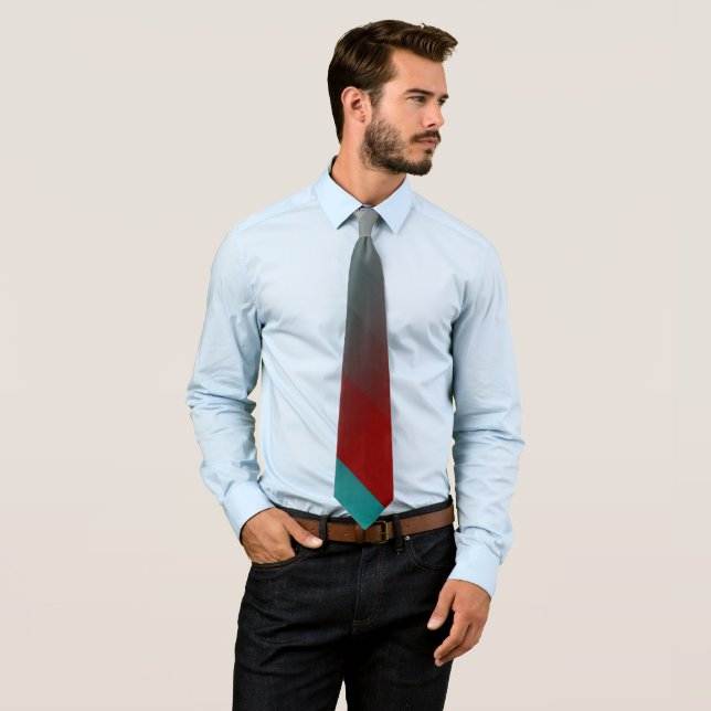 teal burgundy grey stripes tie (In Situ)