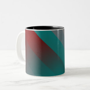 teal burgundy grey stripes Two-Tone coffee mug