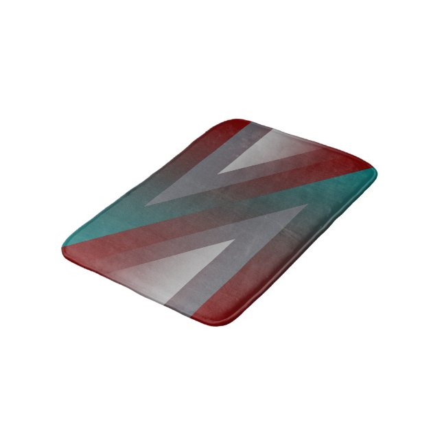 teal burgundy grey triangle bath mat (Angled)