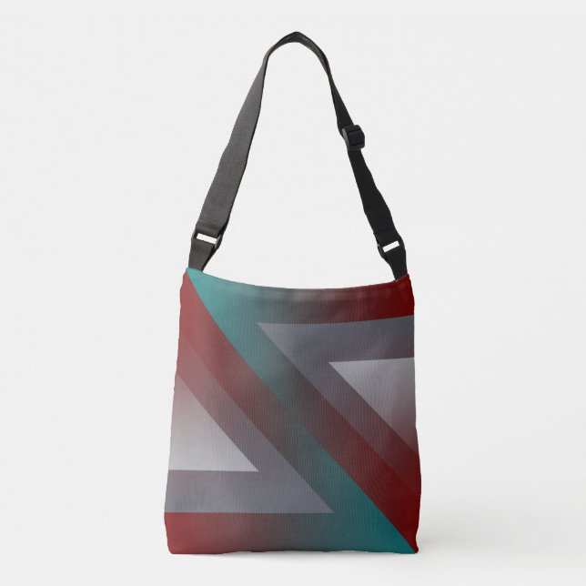 teal burgundy grey triangle crossbody bag (Front)