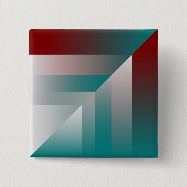 teal burgundy grey triangles 2 inch square button (Front)