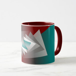 Teal Burgundy Grey Triangles Mug