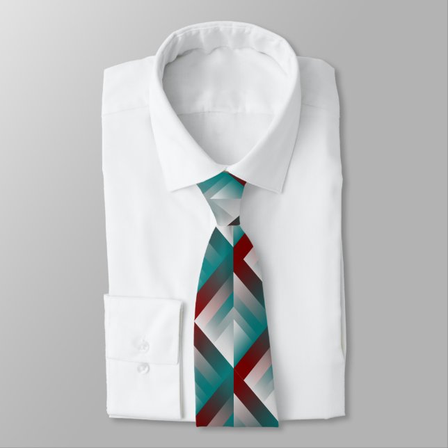teal burgundy grey triangles tie (Tied)