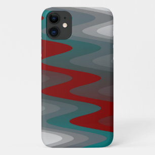 teal burgundy grey waves iPhone 11 case