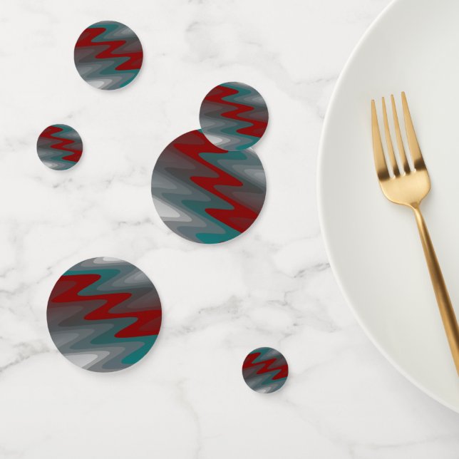 teal burgundy grey waves confetti (Group)