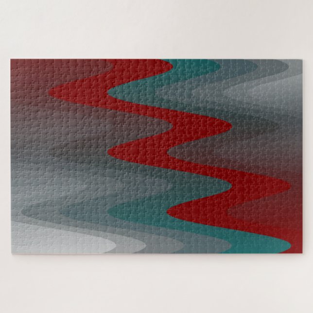 teal burgundy grey waves jigsaw puzzle (Horizontal)