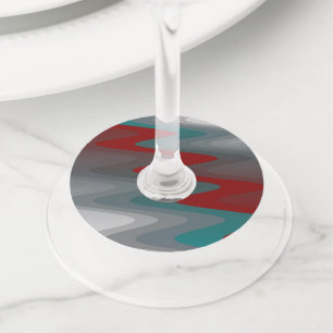teal burgundy grey waves wine glass tag