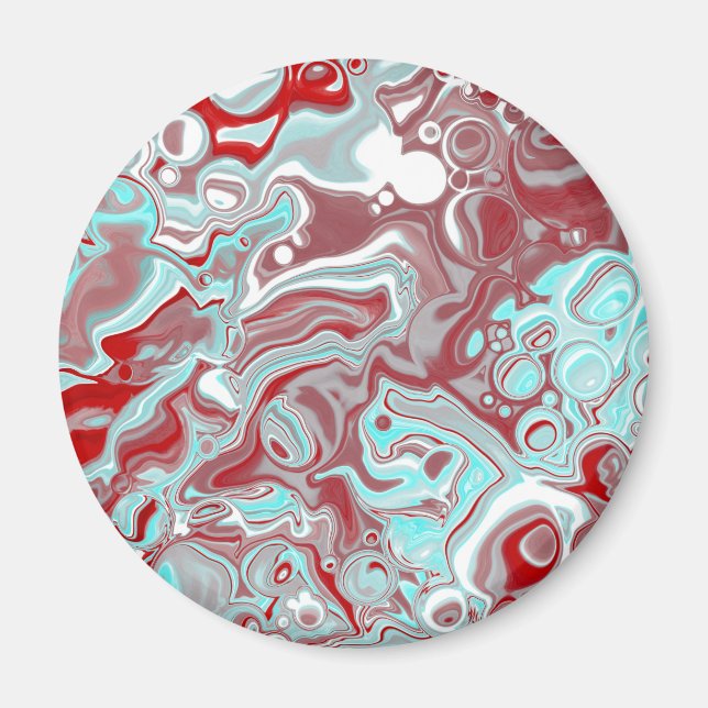 Teal, Burgundy, Red and White Marble Swirls    Magnet (Front)