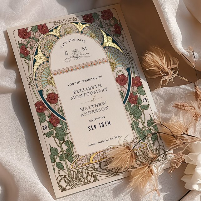 Teal Burgundy Save the Date Gold Wedding (Creator Uploaded)
