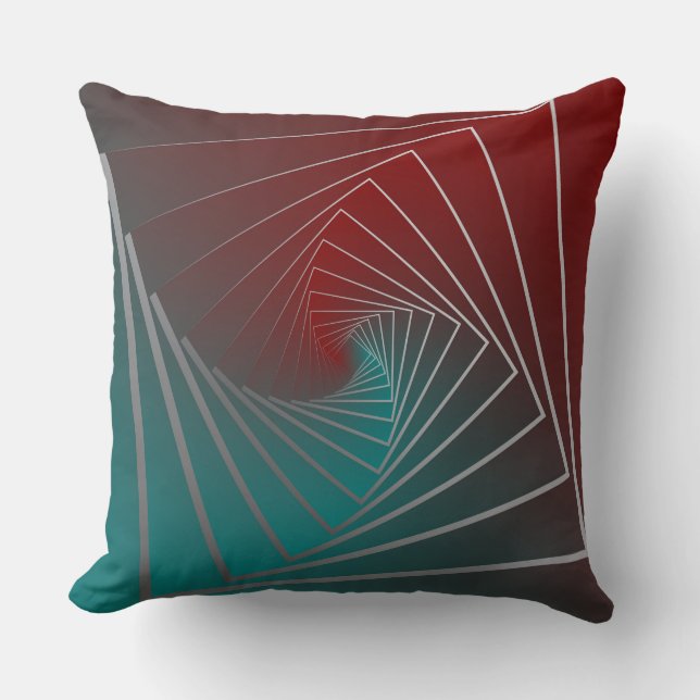 teal burgundy spin throw pillow (Front)