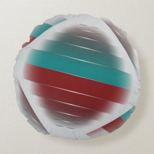 Teal burgundy spinning round pillow