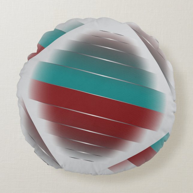 Teal burgundy spinning round pillow (Front)