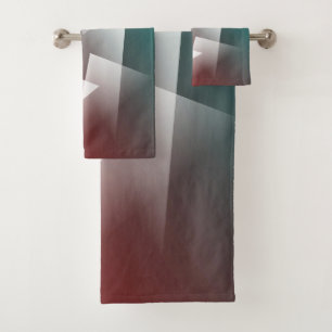 teal burgundy white bath towel set