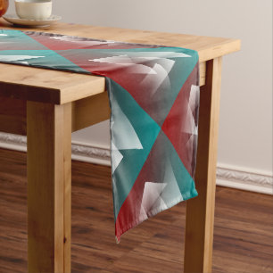 teal burgundy white long table runner