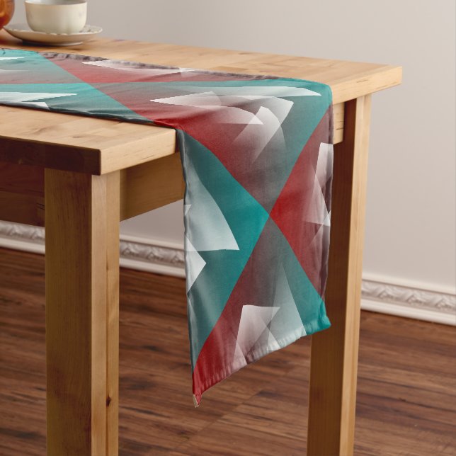 teal burgundy white long table runner (In Situ)