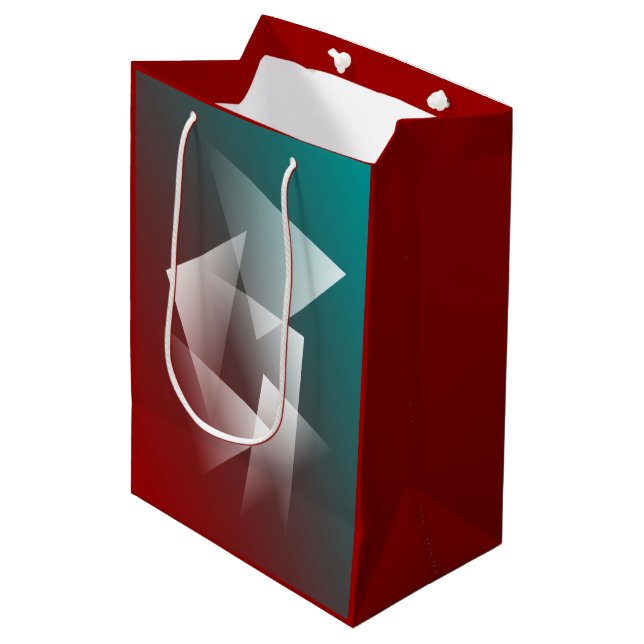 teal burgundy white medium gift bag (Front Angled)