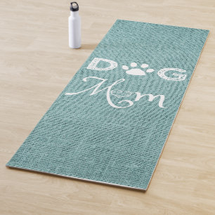 Teal Burlap Dog Mom Yoga Mat