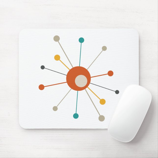 Teal Burnt Orange Atomic Age Starburst Mid Century Mouse Pad (With Mouse)
