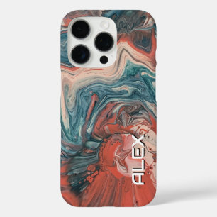 Teal, Burnt Orange & Cream Marbled Swirl iPhone 16 Pro Case